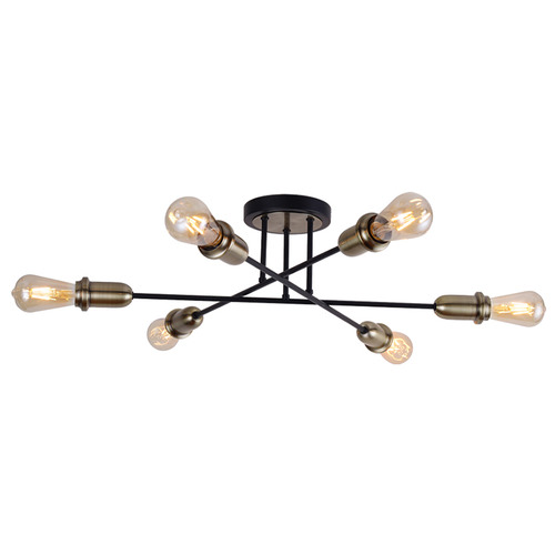 Black metal flush ceiling shop light